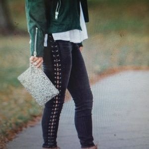 Express jeans black lace up